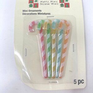 Michaels 5 Pc Merry Mini Ornaments Tree Decor Frosted Sugar Candy Canes